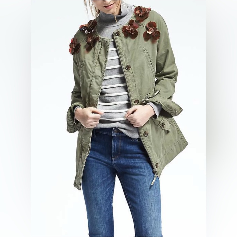 NWT Banana Republic Embellished Olive Green Utility Jacket